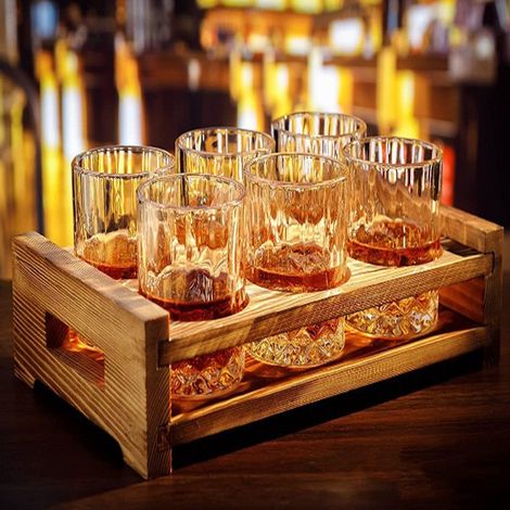 Porte-Verres En Bois Massif - Plateau À Bière Et Vin Avec Poignée - Support Pour Tasses À Café - Pour Bar Ou Fête - 1 Pièce (1/5)