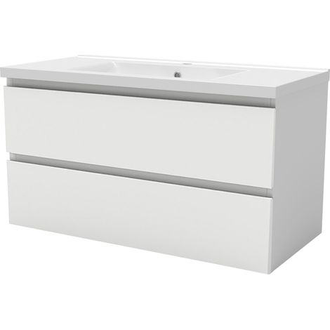AICA Mueble de baño con lavabo,blanco mate, 99 x 44,5 x 52 cm (1/5)
