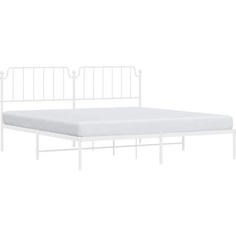 Bettgestell mit Kopfteil Metall Weiß 193x203 cm vidaXL (1/5)
