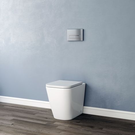Modern Bathroom Rimless Back To Wall Toilet BTW Square WC pan UF Soft Close Seat white (1/5)