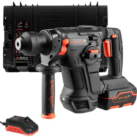 Martillo perforador a batería Dnipro-M 20V, 4 J, SDS-Plus, batería de 4Ah, cargador y maletín. DHR-203 BCX