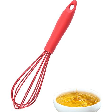 Frusta in silicone - Utensile da cucina - Preparazione della colazione - Materiale resistente al calore - 26 cm - Rosso (1/5)