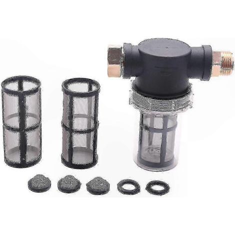 Filtre à eau pour tuyau d'arrosage, raccord d'entrée pour nettoyeur haute pression, élimine les sédiments, fixation extérieure robuste, usage jardin et piscine. (1/2)