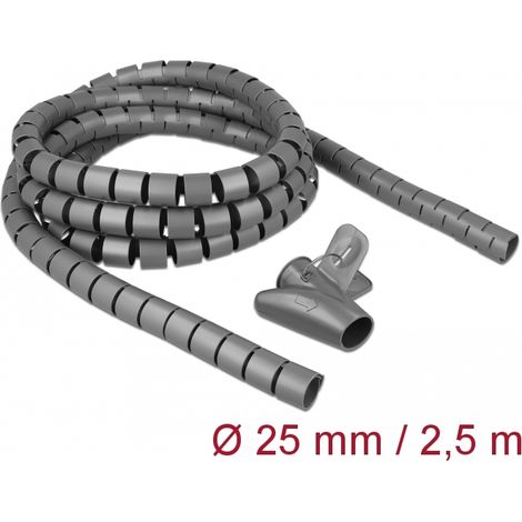 Delock Manguera en espiral con herramienta de tiro 2,5 m x 25 mm gris