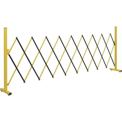 [NEUWERTIG] Alu Absperrgitter HHG-386, Scherengitter Zaun Schutzgitter ausziehbar, 103x32-265cm gelb-schwarz