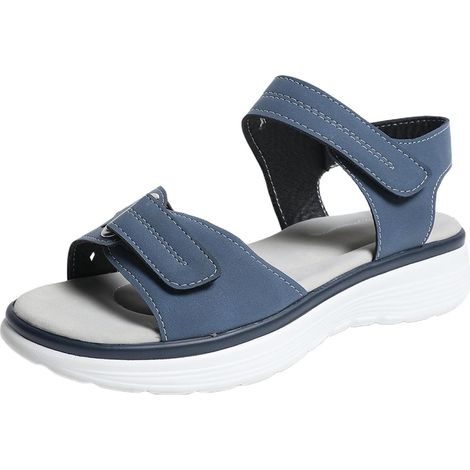 Sandali estivi da donna con suola piatta e flessibile - Comodi - Chiusura casual - Punta aperta - Scandal, blu, EU 40