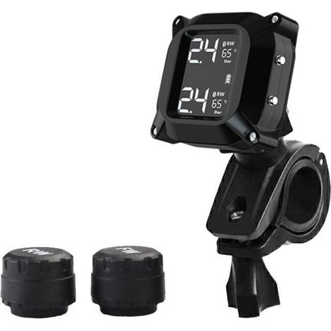 Motorcycle TPMS Moto Système de Surveillance de la Pression des pneus avec 2 capteurs externes Écran LCD Système d'alarme de Voiture Anti-Off et étanche à l'eau (1/4)