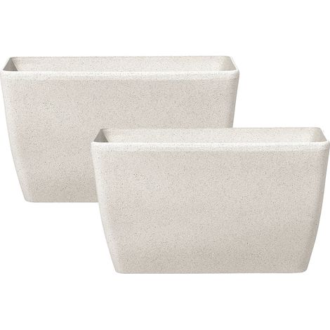 Conjunto de 2 macetas beige claro 74 x 32 cm mezcla de piedra flores Baris (1/5)