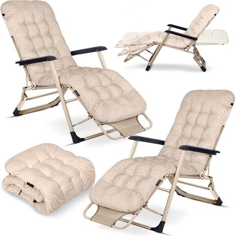 Tumbona de jardín plegable con cojín Sofotel ChillWell set de 2 beige (1/5)