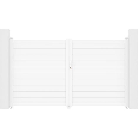 Cancello a battente L305 x H181 cm Alluminio pieno Bianco - NAZARIO