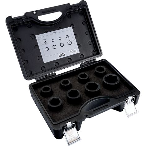 BAHCO - Jeu de douilles à choc longues 3/4", 6 pans, métriques, finition phosphatée -8pc (1/3)
