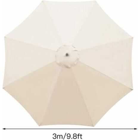 Toile de rechange pour parasol, 8 baleines, 3 m, imperméable, résistante aux UV, beige (1/4)