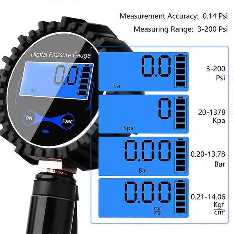 Gonfleur de pneus numérique avec manomètre, embout de gonflage 200 PSI pour camion, voiture et vélo (1/4)