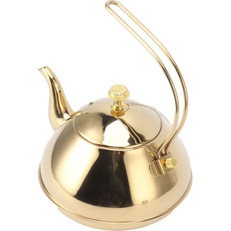 Goldener Edelstahlkessel, 1,5 l, großes Fassungsvermögen mit Filter, für Herd, Zuhause und Camping (1/5)