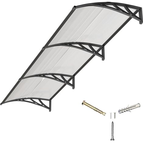 Entrance Door Awning 100 x 300 cm Polycarbonate Roof Canopy Heavy Duty Roof Shed Rain and UV Protection (1/5)