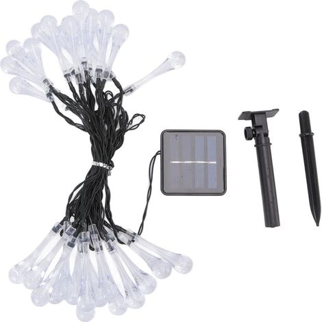 Guirlande lumineuse solaire goutte d'eau 6,4m 30 LED étanche écoénergétique blanc chaud pour extérieur jardin cour (1/5)