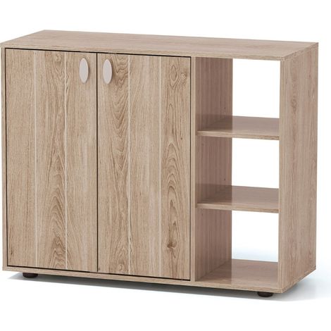 Meuble à chaussures à 2 portes 80 x 31 x 64,5 cm avec étagères réglables en ambiance cosy design naturel