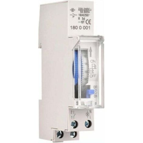 Minuterie mécanique 24 heures, minuterie minimum 15 minutes, montage sur rail, batterie intégrée, SUL180a AC220-240 V, gris - SUL180a AC220-240 V, gris