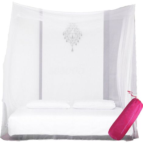 Mosquitera de malla hexagonal fina, plegable, para cama queen/king, hamaca, camping al aire libre. (1/5)