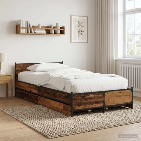 Estructura de cama con cabecero Madera envejecida 80 x 200 cm (1/5)