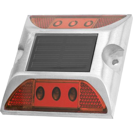 Balise solaire LED encastrée sol aluminium routière allée jardin étanche 10.3x10.5cm rouge 1 pièce (1/5)