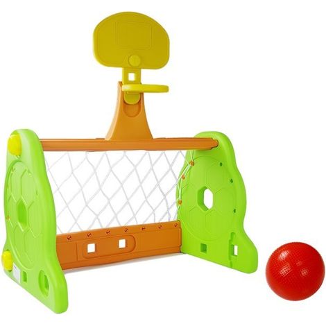 Cage de Football Basketball 2en1 Pour Enfants Vert Orange (1/4)