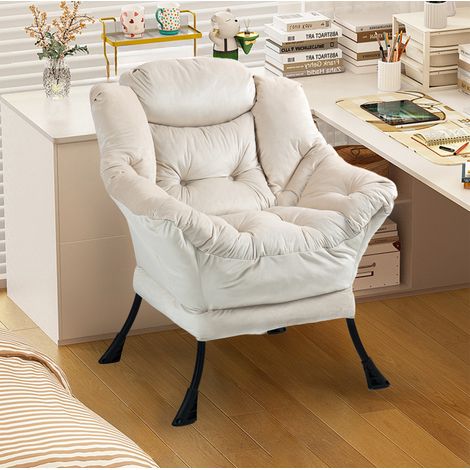 Relaxsessel khaki aus Metall mit hoher Schaumstoffpolsterung, Nackenstütze, Seitentasche und einfacher Montage (1/4)