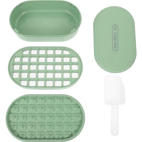 Bac à Glaçons pour Congélateur Couvercle en Plastique Vert Clair, (1/5)