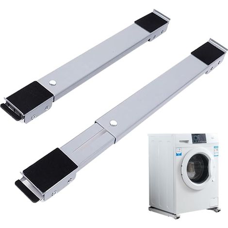 APEX Chariot de rangement réglable pour machine à laver avec base roulante et frein - Gris (1/5)