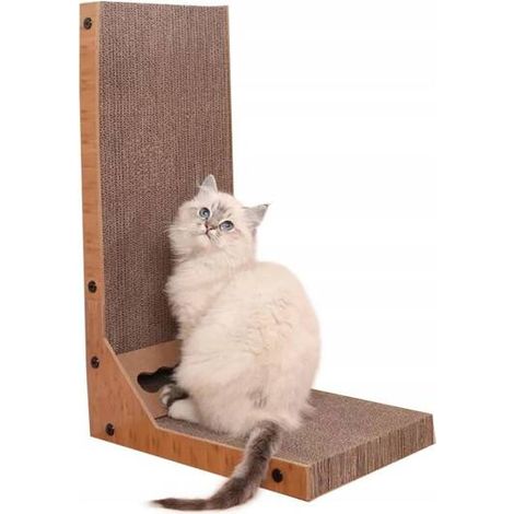 Griffoir en carton Ecarla pour chat avec balle jouet 40x26x60cm CAT11 (1/4)