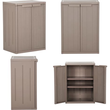 Armoire de rangement jardin Marron 65x45x88cm PP Aspect de bois - Meuble De Rangement - Armoire De Rangement - Armoire Extérieur - Meuble De Jardin - Rangement Intérieur - Home & Living (1/5)