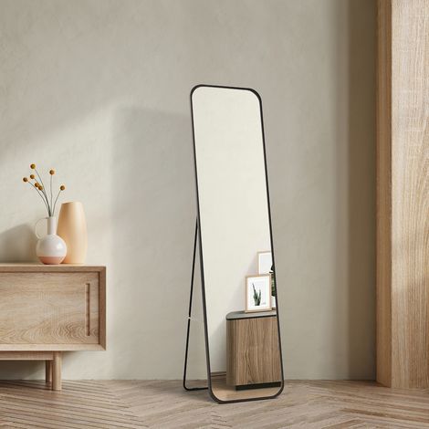 Heilmetz Standspiegel mit Chorm Metallrahmen 160x40cm Wandspiegel Ganzkörperspiegel Neigbar und wandmontiert für Wohnzimmer Schlafzimmer Badezimmer Garderobe
