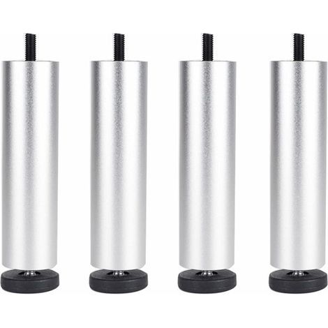 4 pieces furniture feet, adjustable table legs, aluminum alloy furniture legs for bed, sofa, cabinet, silver - 25 cm