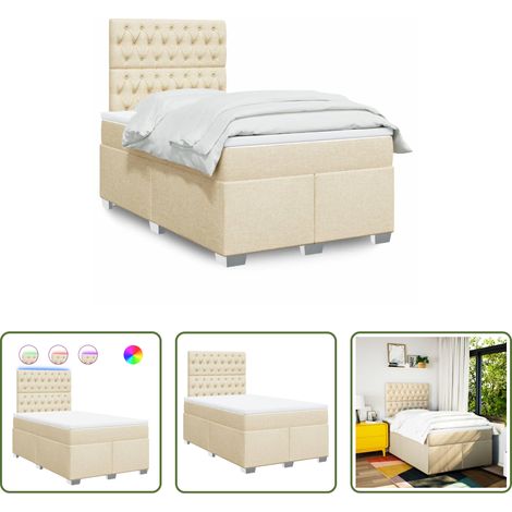 Matelas à ressorts ensachés - Sommier à lattes de lit avec matelas crème 120x190 cm tissu (1/5)