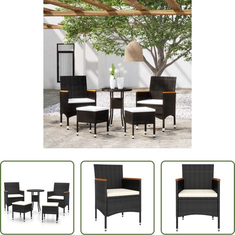 vidaXL Meubles de terrasse - Salon de jardin 5 pcs Résine tressée Noir (1/5)