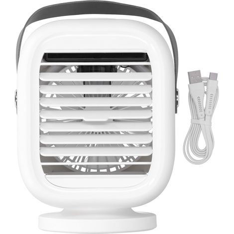 Raffrescatore d'aria da 190 ml – Ricarica USB – Testa oscillante a 120° – Ufficio/Casa – Bianco