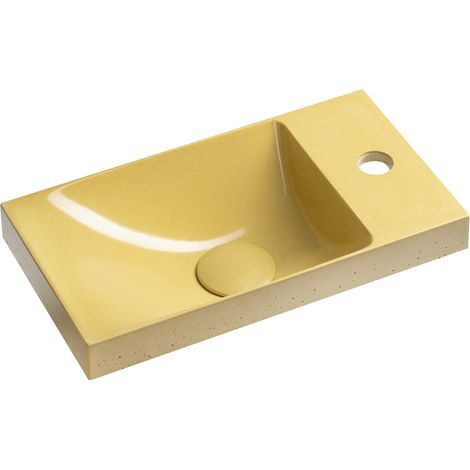 Vasque en béton AGOS 40x22cm, gauche/droite, jaune semi-brillant (1/4)