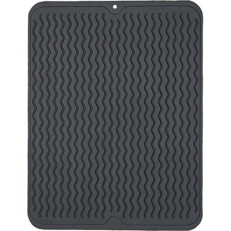 Drenante rug in silicone, heat resistant rug, easy to clean dry rug (40 x 30 cm, black) (1/4)