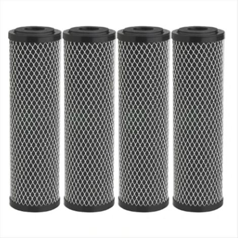Lot de 4 Filtres à Charbon Actif 10 Pouces Standard pour Maison Élimination Sédiments Goût Odeurs