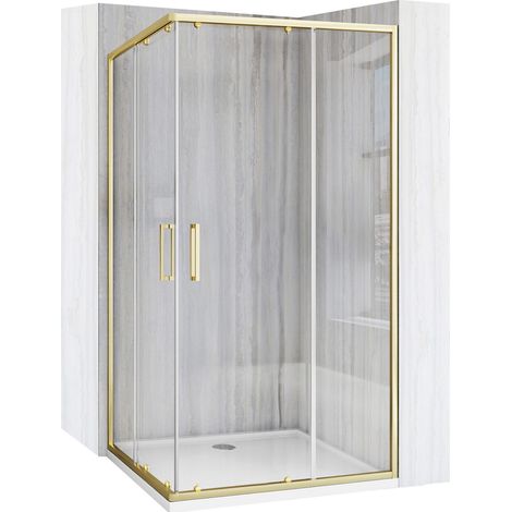 REA DUSCHKABINE CITY 80X100 BRUSH GOLD + DUSCHTASSE SAVOY WHITE