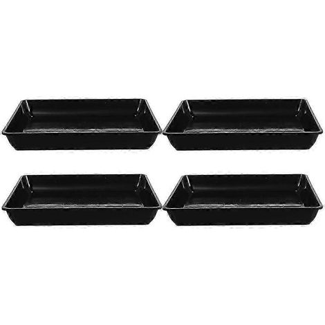 Quatre soucoupes rectangulaires en plastique pour pots de fleurs avec bacs de récupération, compatibles avec différents pots de fleurs, de haute qualité. (1/5)