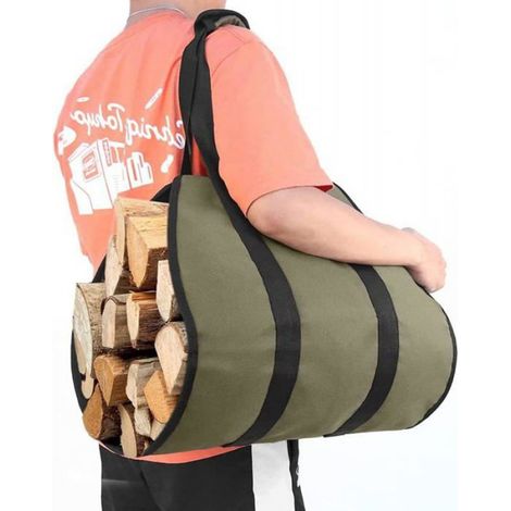 Sac de Transport pour Bois de Chauffage - Tissu Oxford - Résistant à l'Eau - Pour Cheminée Barbecue Camping - 1 Pièce (1/5)