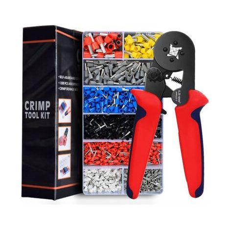 Crimping Pliers, 1200 Insulated Crimp Terminal Boxes, Electrical Lug, Ferrule Crimping Tool, Terminal Cable 0.25-10.00mm², Electrician Ratchet Crimping Pliers, Press Pliers Tools NPTERBL (1/4)