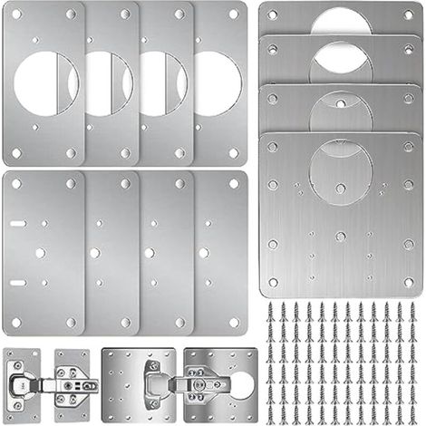 Kit, de réparation de charnières de porte, 12 pièces, avec vis, pour meubles, plaques latérales de charnière (1/4)