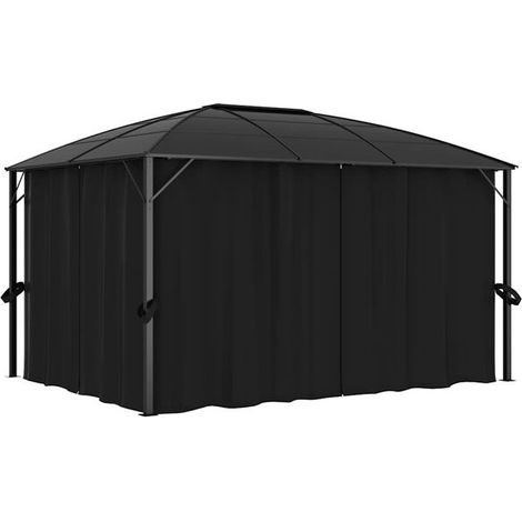 Pavillon d'observation avec rideaux, 400 x 300 x 265 cm, gris anthracite (1/5)