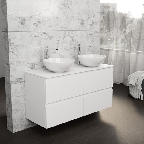 Inda - Meuble de salle de bain L.120 avec double vasque à poser / (1/5)