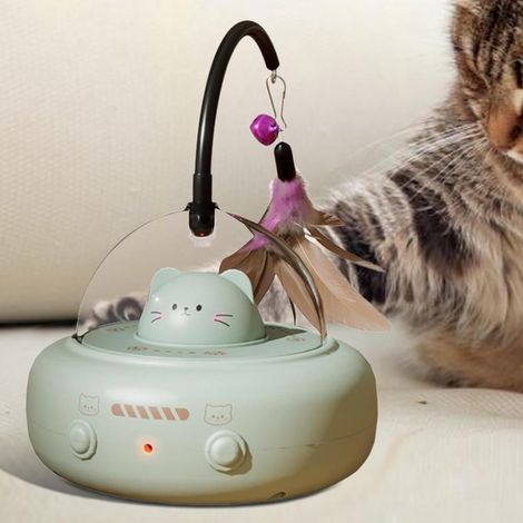 Automatic Motion Cat Toy Equipped with Feather, Misty Glow Cat Attractor with Color Changing Light (1/5)