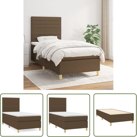 The Living Store Boxspringbett mit Matratze Dunkelbraun 100x200 cm Stoff - Boxspringbett - Doppelbett - Bettenrahmen - Matratze - Schlafsystem (1/5)