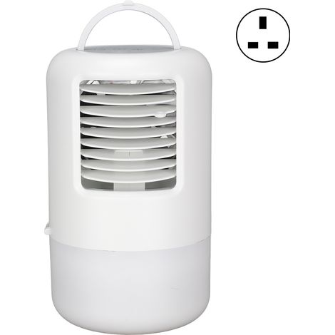 Mini ventilateur de bureau portable à 3 vitesses, blanc, avec veilleuse, prise britannique-AquaForge (1/5)