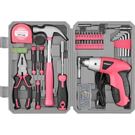 Perceuse Visseuse Sans Fil 3.6V USB – Kit d’Outils Maison 42 Pièces Rose, Tournevis Électrique Rechargeable avec Coffret Compact boîte à outils compacte (1/4)
